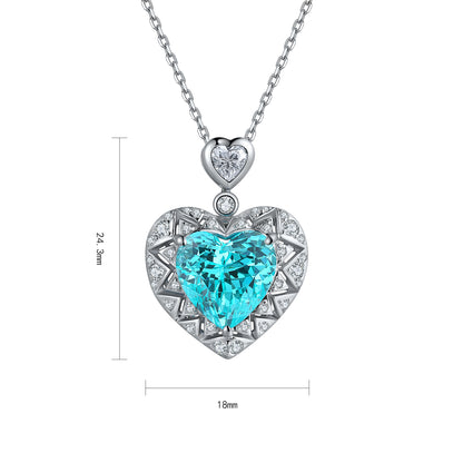 Pirmiana 2.57ct Lab Grown Paraiba Sapphire Pendant Necklace S925 Silver Lab Gemstone Jewelry Women
