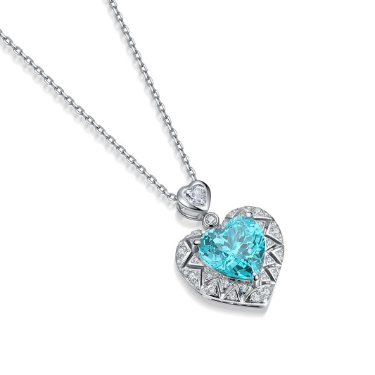 Pirmiana 2.57ct Lab Grown Paraiba Sapphire Pendant Necklace S925 Silver Lab Gemstone Jewelry Women