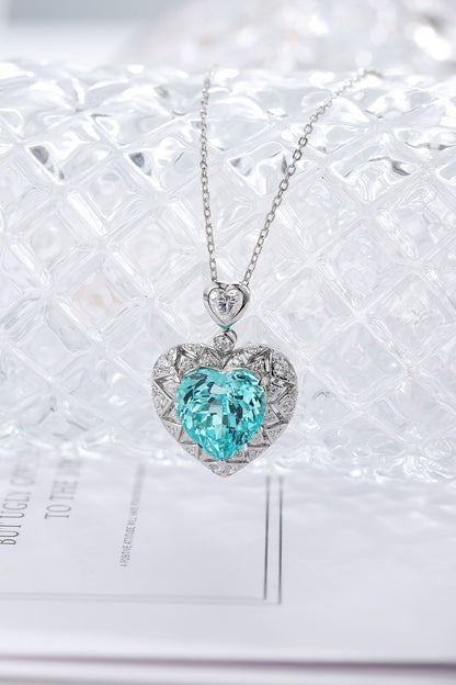 Pirmiana 2.57ct Lab Grown Paraiba Sapphire Pendant Necklace S925 Silver Lab Gemstone Jewelry Women