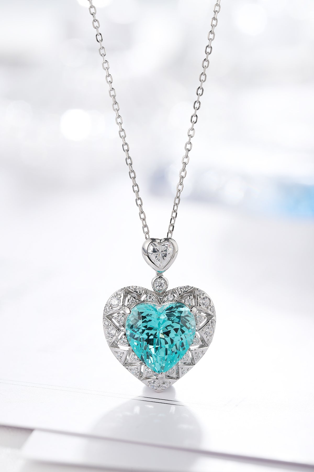 Pirmiana 2.57ct Lab Grown Paraiba Sapphire Pendant Necklace S925 Silver Lab Gemstone Jewelry Women
