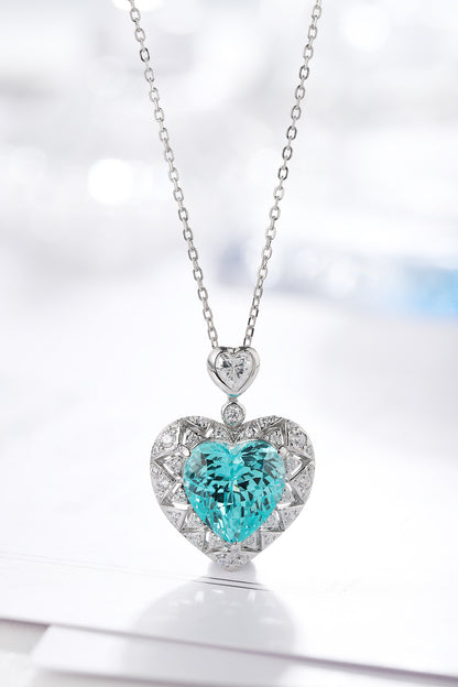 Pirmiana 2.57ct Lab Grown Paraiba Sapphire Pendant Necklace S925 Silver Lab Gemstone Jewelry Women