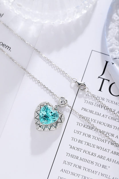 Pirmiana 2.57ct Lab Grown Paraiba Sapphire Pendant Necklace S925 Silver Lab Gemstone Jewelry Women