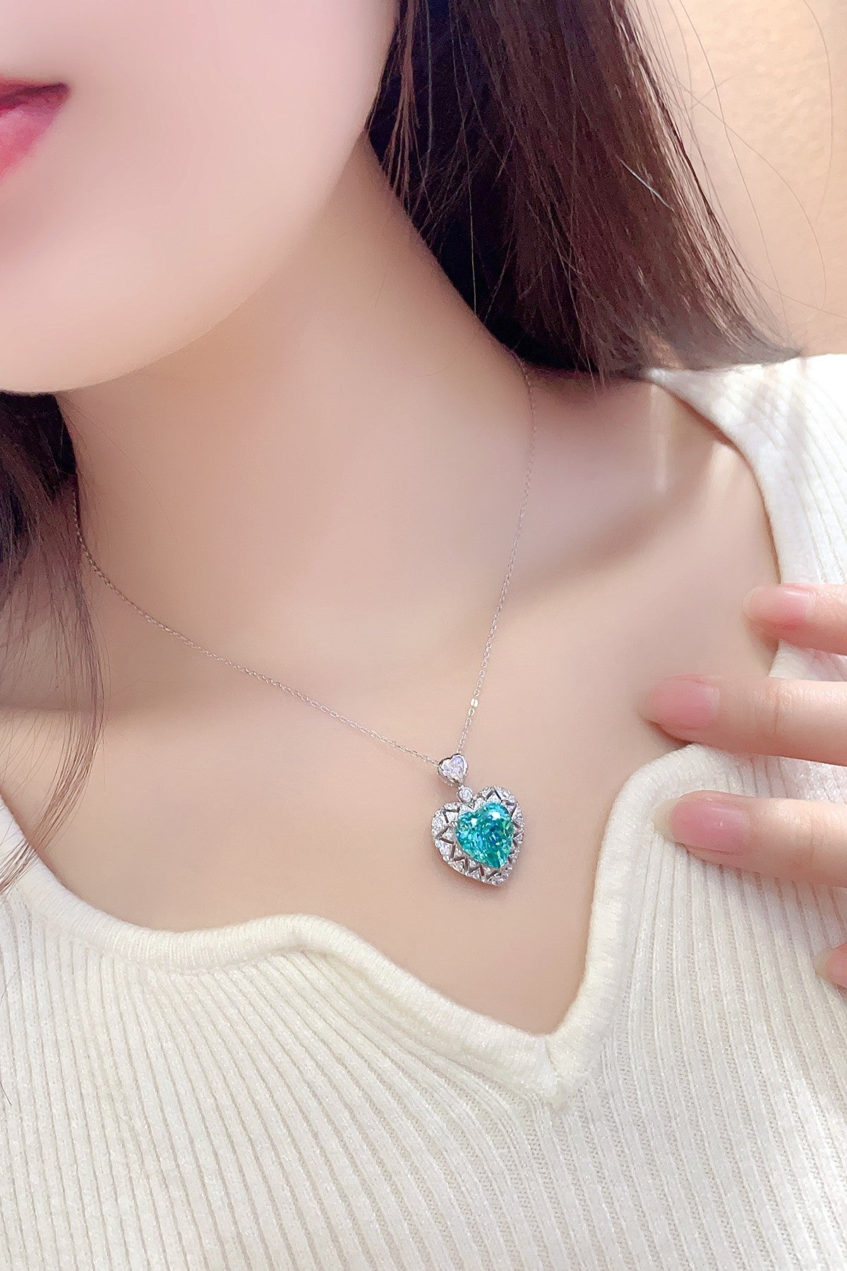 Pirmiana 2.57ct Lab Grown Paraiba Sapphire Pendant Necklace S925 Silver Lab Gemstone Jewelry Women