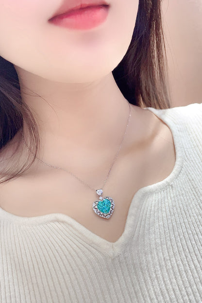 Pirmiana 2.57ct Lab Grown Paraiba Sapphire Pendant Necklace S925 Silver Lab Gemstone Jewelry Women