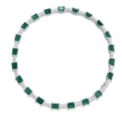 Pirmiana New Fashion 46.67ct Lab Grown Emerald Pendant Necklace S925 Silver Jewelry for Woman Gift Pendants