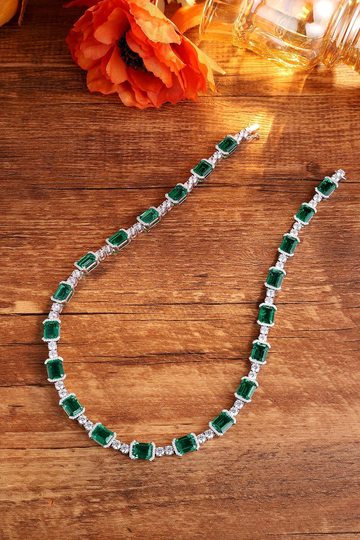 Pirmiana New Fashion 46.67ct Lab Grown Emerald Pendant Necklace S925 Silver Jewelry for Woman Gift Pendants