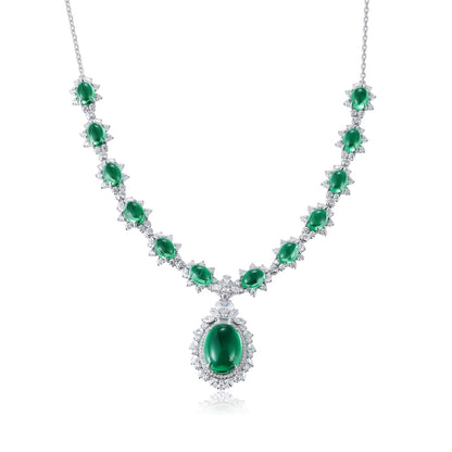 Pirmiana New Fashion 22.75ct Lab Grown Emerald Pendant Necklace S925 Silver Jewelry for Woman Gift Pendants