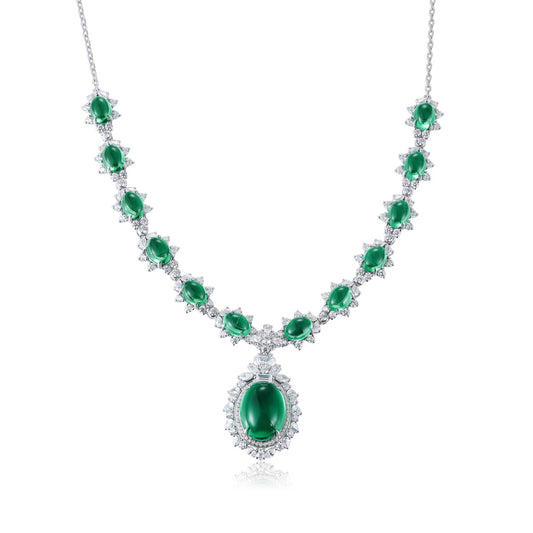 Pirmiana New Fashion 22.75ct Lab Grown Emerald Pendant Necklace S925 Silver Jewelry for Woman Gift Pendants