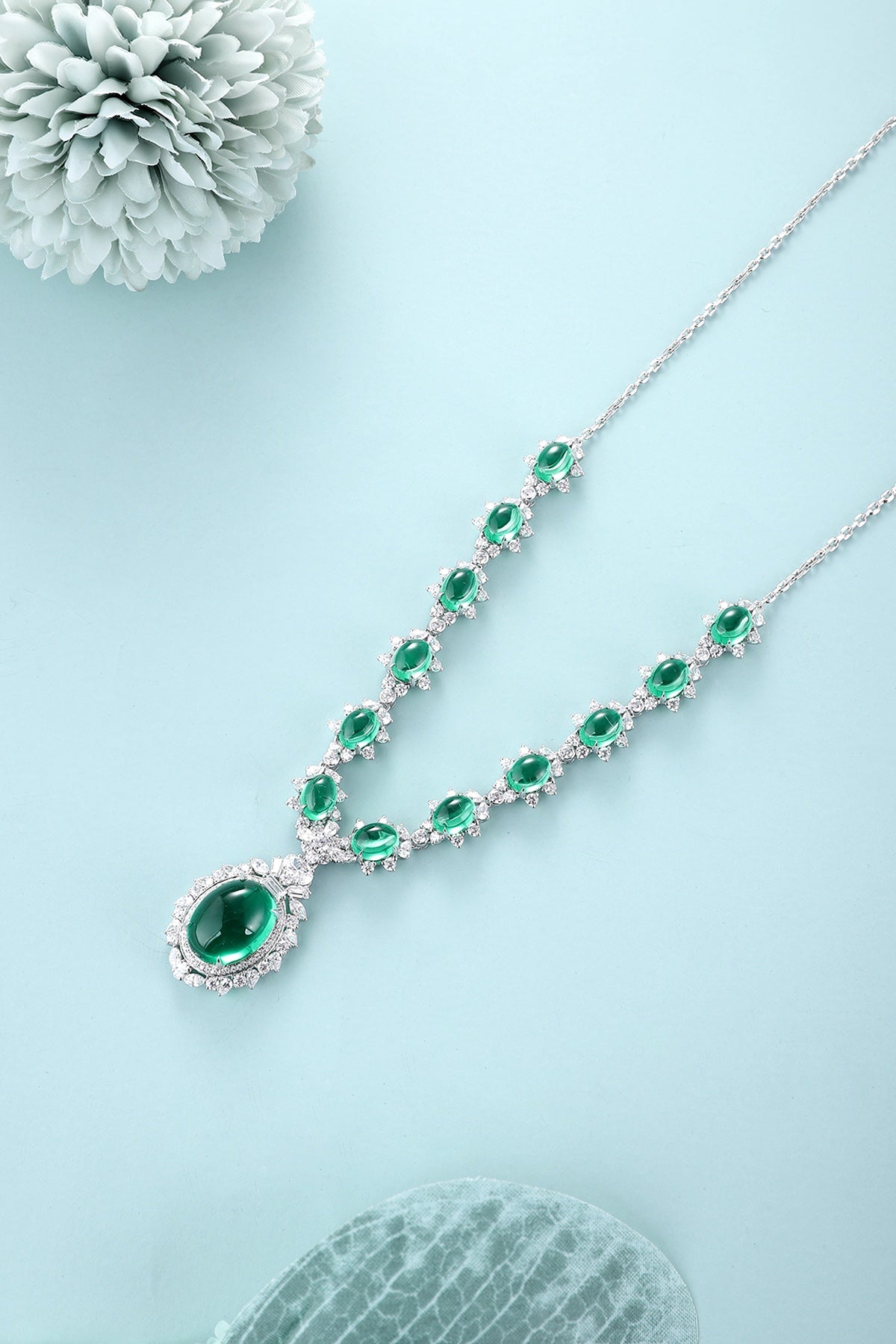 Pirmiana New Fashion 22.75ct Lab Grown Emerald Pendant Necklace S925 Silver Jewelry for Woman Gift Pendants