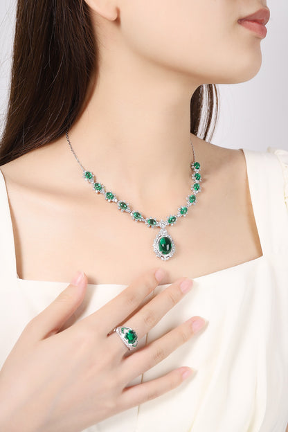 Pirmiana New Fashion 22.75ct Lab Grown Emerald Pendant Necklace S925 Silver Jewelry for Woman Gift Pendants