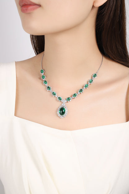 Pirmiana New Fashion 22.75ct Lab Grown Emerald Pendant Necklace S925 Silver Jewelry for Woman Gift Pendants