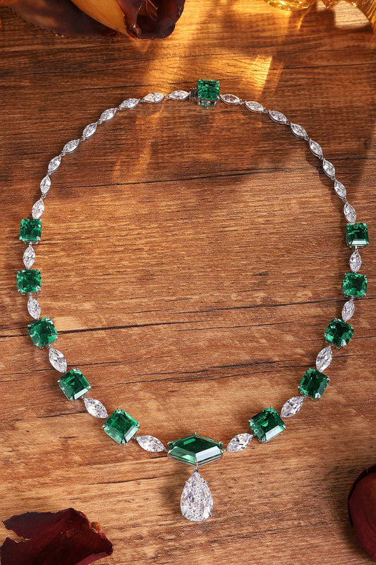 Pirmiana New Fashion 61.68ct Lab Grown Emerald Pendant Necklace S925 Silver Jewelry for Woman Gift Pendants