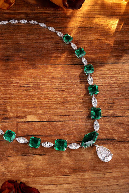 Pirmiana New Fashion 61.68ct Lab Grown Emerald Pendant Necklace S925 Silver Jewelry for Woman Gift Pendants