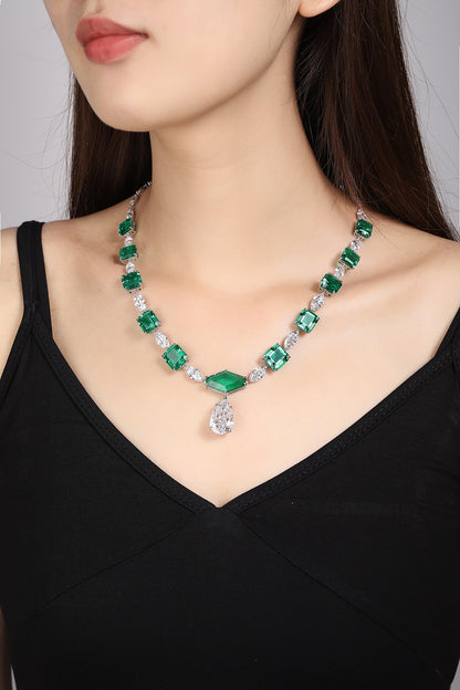Pirmiana New Fashion 61.68ct Lab Grown Emerald Pendant Necklace S925 Silver Jewelry for Woman Gift Pendants