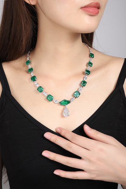 Pirmiana New Fashion 61.68ct Lab Grown Emerald Pendant Necklace S925 Silver Jewelry for Woman Gift Pendants