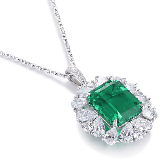 Pirmiana New Fashion 4.38ct Lab Grown Emerald Pendant Necklace S925 Silver Jewelry for Woman Gift Pendants