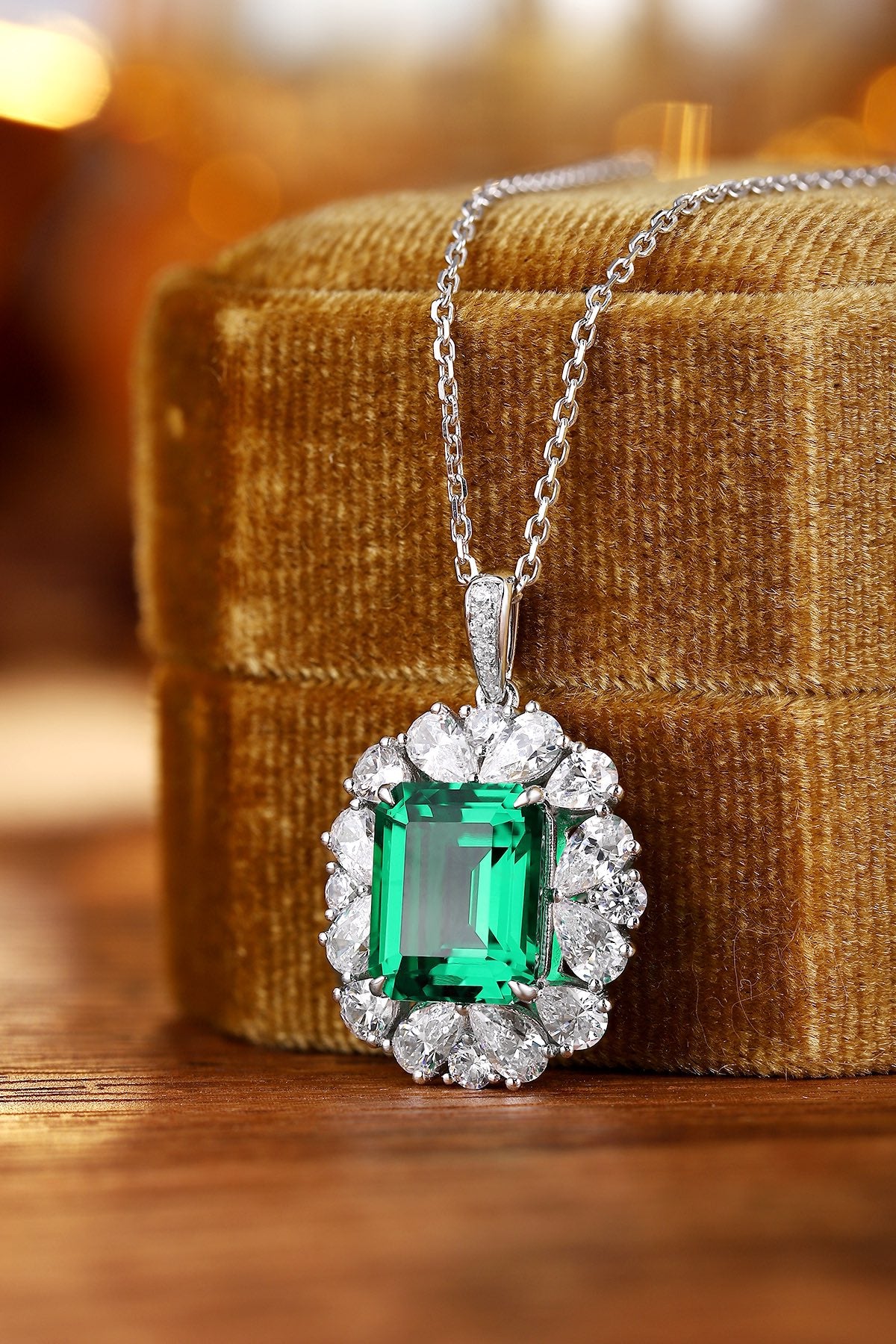 Pirmiana New Fashion 4.38ct Lab Grown Emerald Pendant Necklace S925 Silver Jewelry for Woman Gift Pendants