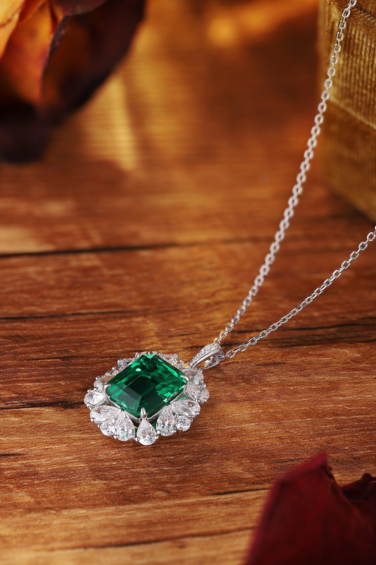 Pirmiana New Fashion 4.38ct Lab Grown Emerald Pendant Necklace S925 Silver Jewelry for Woman Gift Pendants