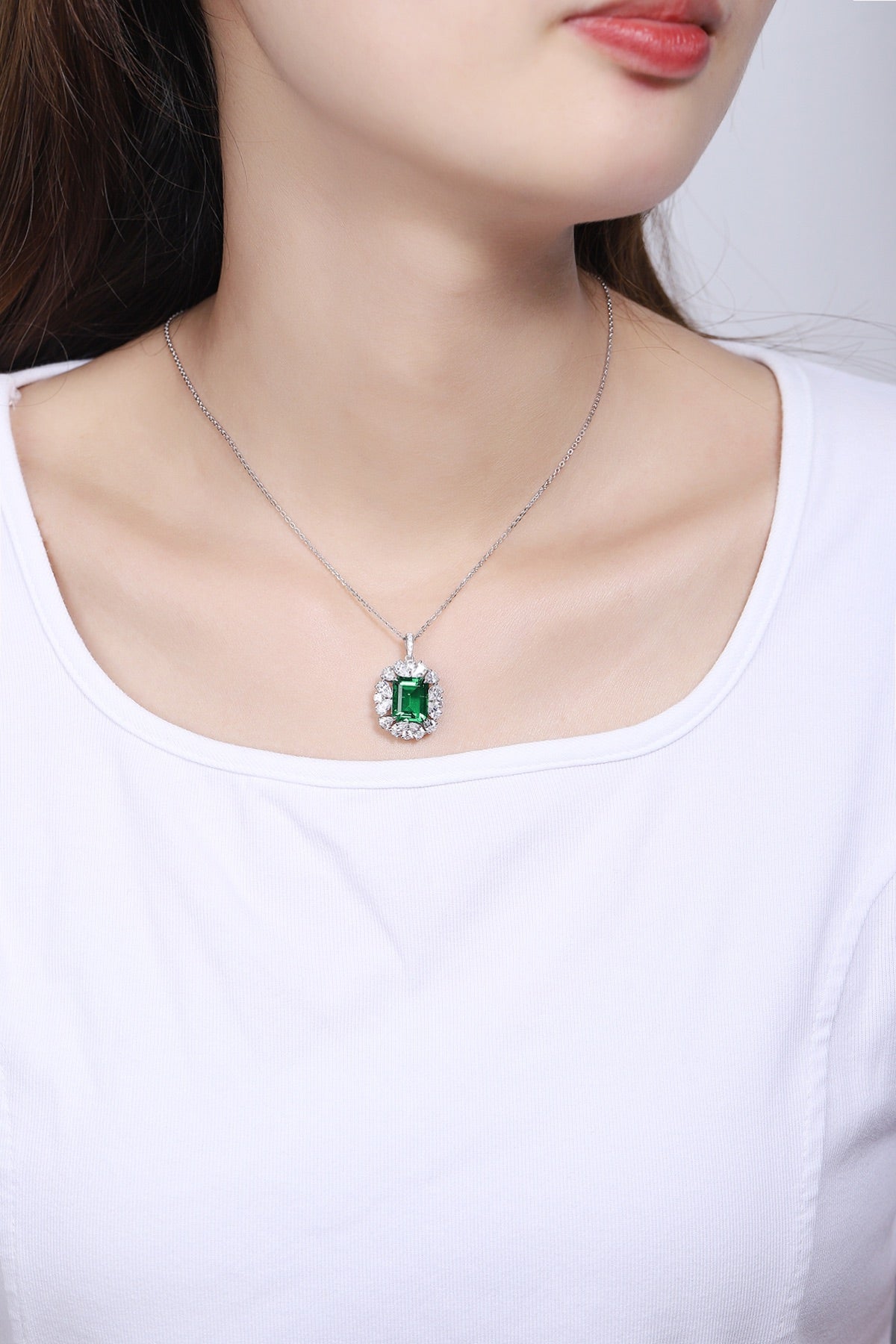 Pirmiana New Fashion 4.38ct Lab Grown Emerald Pendant Necklace S925 Silver Jewelry for Woman Gift Pendants