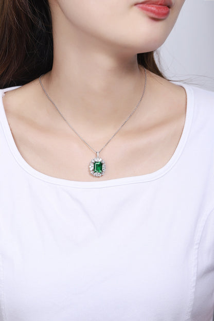 Pirmiana New Fashion 4.38ct Lab Grown Emerald Pendant Necklace S925 Silver Jewelry for Woman Gift Pendants