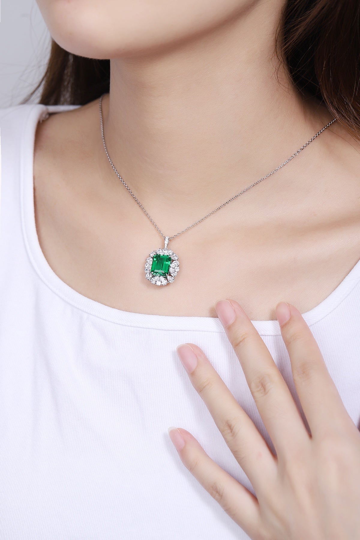 Pirmiana New Fashion 4.38ct Lab Grown Emerald Pendant Necklace S925 Silver Jewelry for Woman Gift Pendants