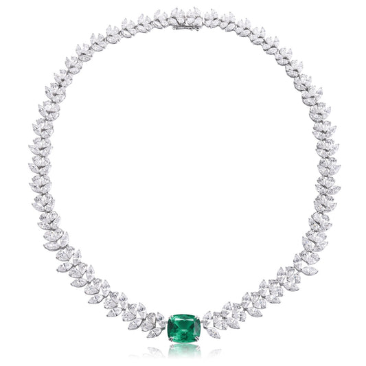 Pirmiana New Fashion 8.37ct Lab Grown Emerald Pendant Necklace S925 Silver Jewelry for Woman Gift Pendants