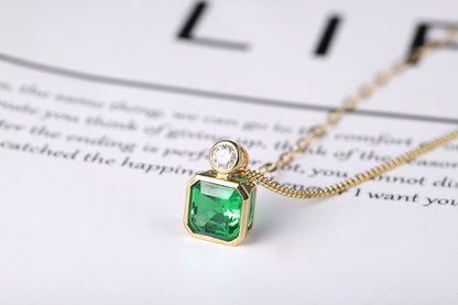 Pirmiana New Fashion 1.84ct Lab Grown Emerald Pendant Necklace 18K Gold Jewelry for Woman Gift Pendants