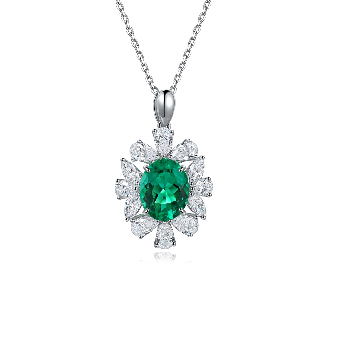 Pirmiana New Fashion 2.72ct Lab Grown Emerald Pendant Necklace S925 Silver Jewelry for Woman Gift Pendants