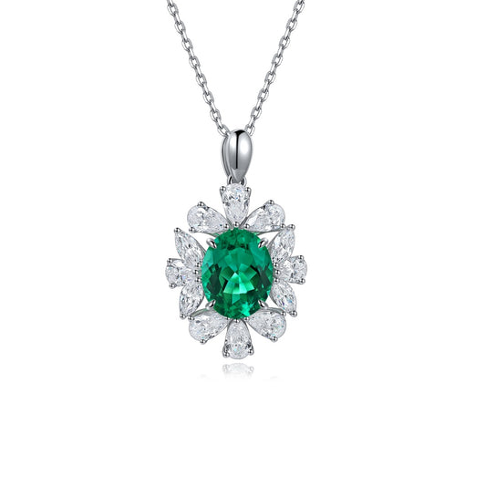 Pirmiana New Fashion 2.72ct Lab Grown Emerald Pendant Necklace S925 Silver Jewelry for Woman Gift Pendants