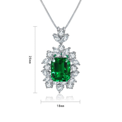 Pirmiana New Fashion 4.63ct Lab Grown Emerald Pendant Necklace S925 Silver Jewelry for Woman Gift Pendants