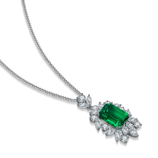 Pirmiana New Fashion 4.63ct Lab Grown Emerald Pendant Necklace S925 Silver Jewelry for Woman Gift Pendants