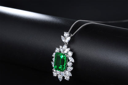 Pirmiana New Fashion 4.63ct Lab Grown Emerald Pendant Necklace S925 Silver Jewelry for Woman Gift Pendants