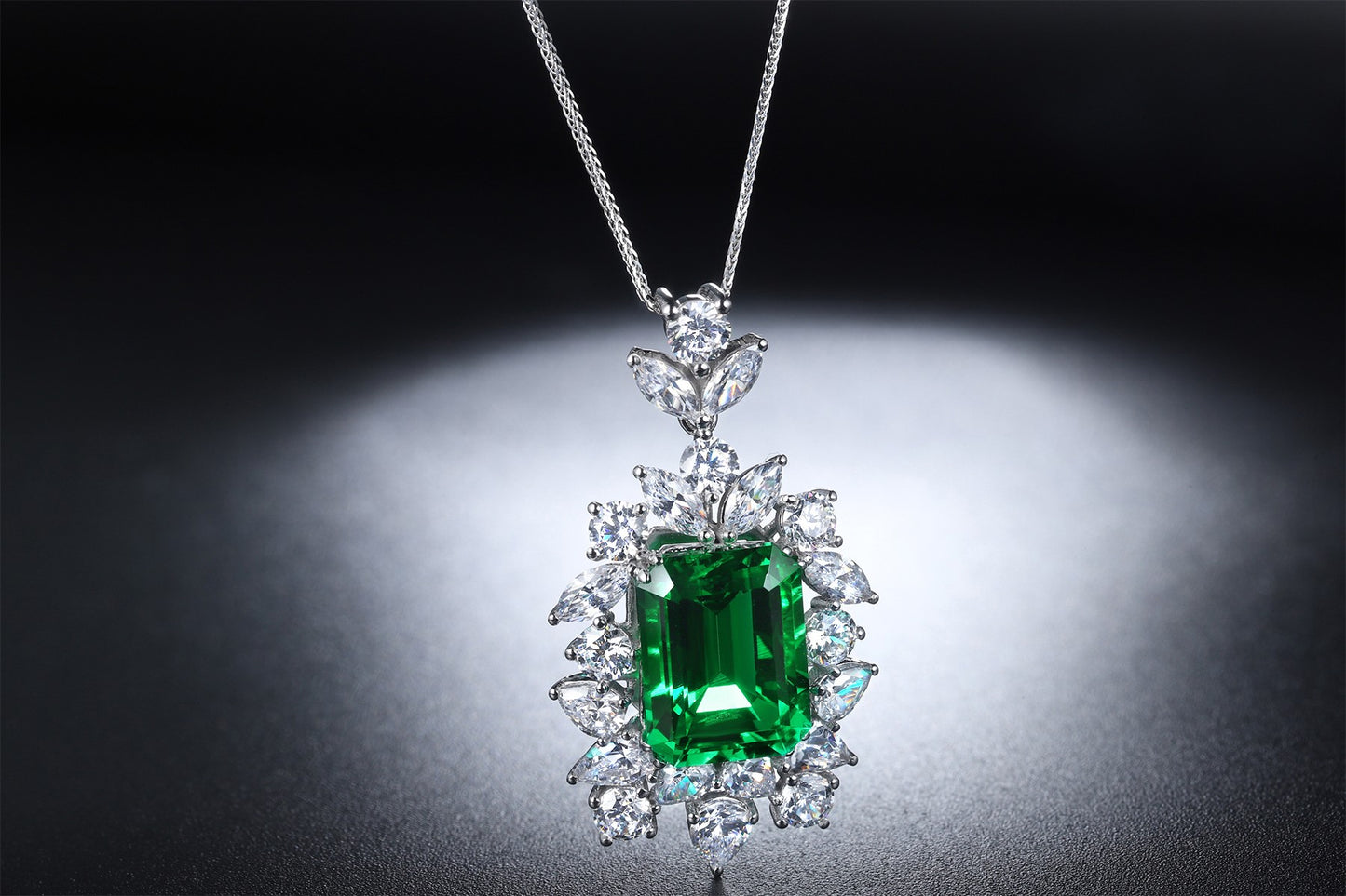 Pirmiana New Fashion 4.63ct Lab Grown Emerald Pendant Necklace S925 Silver Jewelry for Woman Gift Pendants
