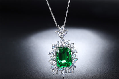 Pirmiana New Fashion 4.63ct Lab Grown Emerald Pendant Necklace S925 Silver Jewelry for Woman Gift Pendants