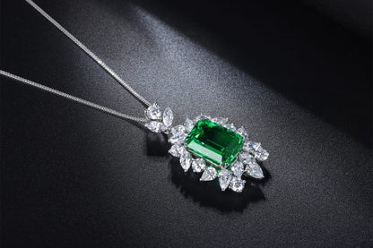 Pirmiana New Fashion 4.63ct Lab Grown Emerald Pendant Necklace S925 Silver Jewelry for Woman Gift Pendants
