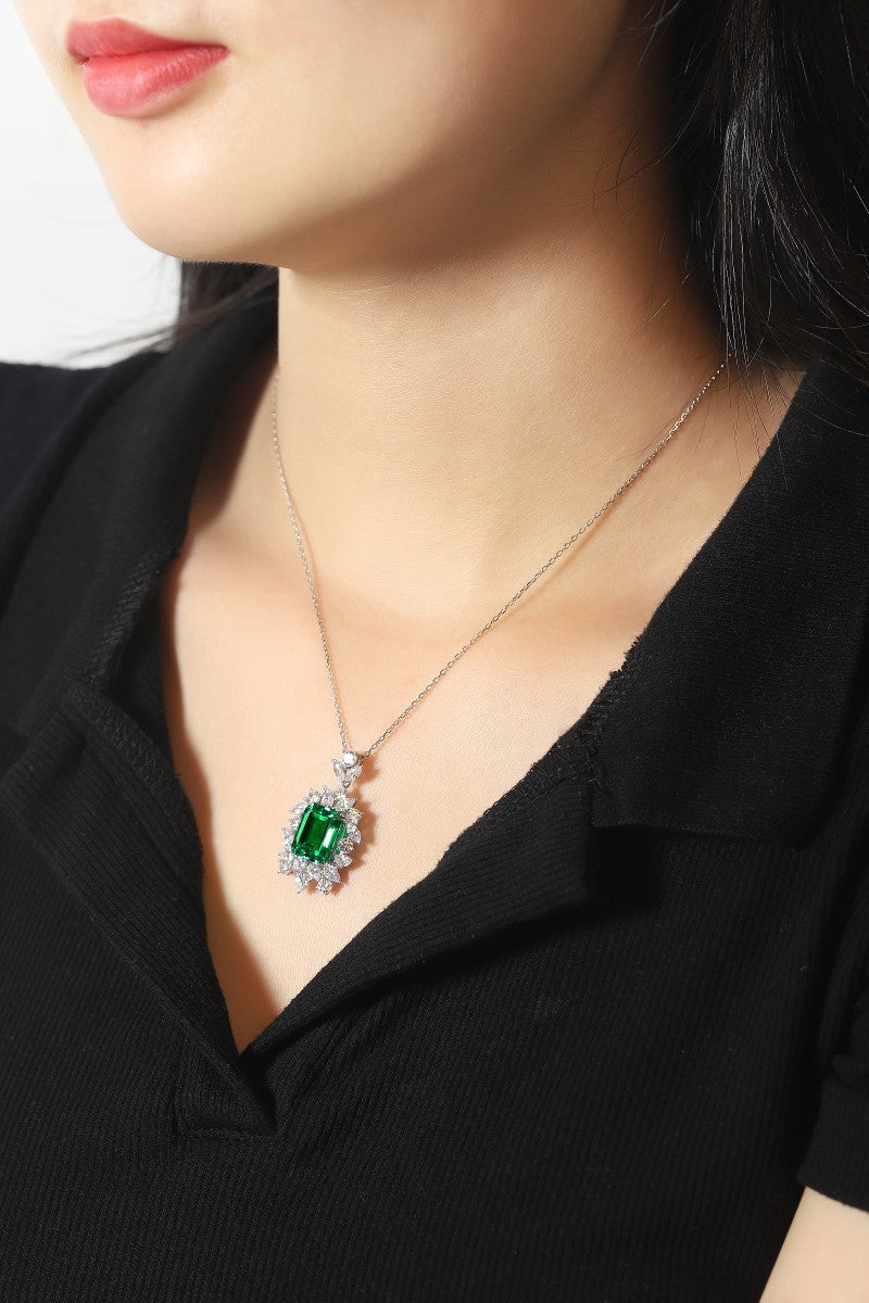 Pirmiana New Fashion 4.63ct Lab Grown Emerald Pendant Necklace S925 Silver Jewelry for Woman Gift Pendants