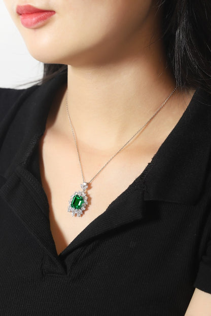 Pirmiana New Fashion 4.63ct Lab Grown Emerald Pendant Necklace S925 Silver Jewelry for Woman Gift Pendants