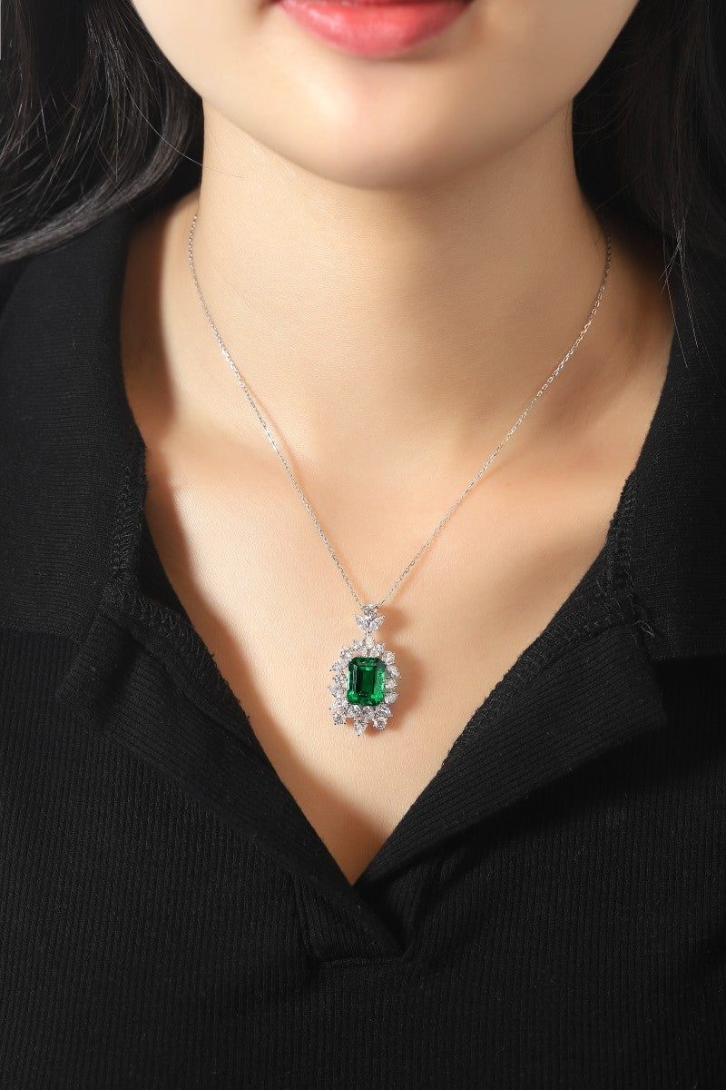 Pirmiana New Fashion 4.63ct Lab Grown Emerald Pendant Necklace S925 Silver Jewelry for Woman Gift Pendants