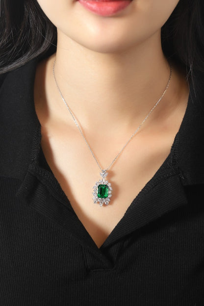 Pirmiana New Fashion 4.63ct Lab Grown Emerald Pendant Necklace S925 Silver Jewelry for Woman Gift Pendants