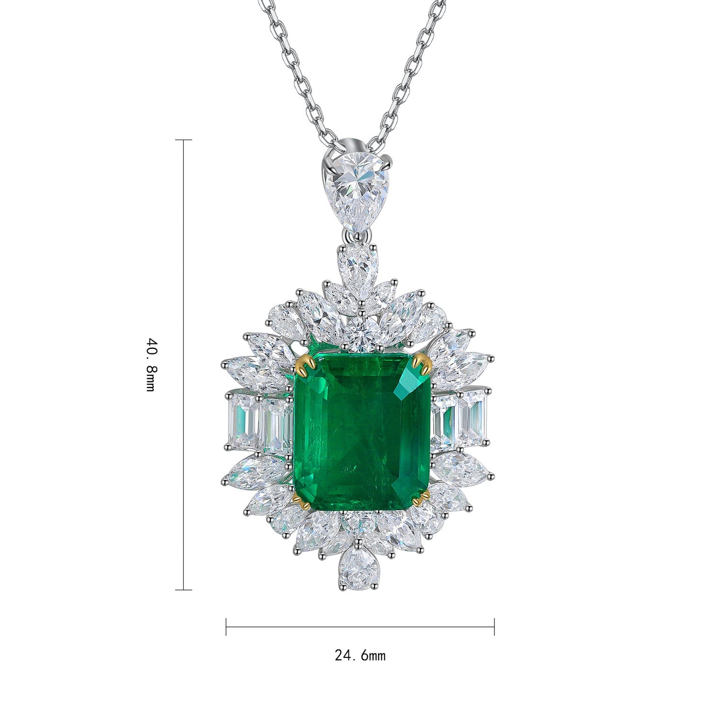 Pirmiana New Fashion 8.62ct Lab Grown Emerald Pendant Necklace S925 Silver Jewelry for Woman Gift Pendants