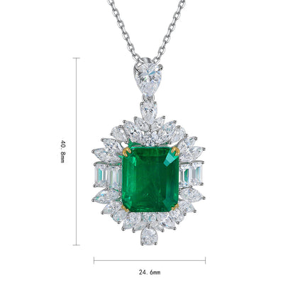Pirmiana New Fashion 8.62ct Lab Grown Emerald Pendant Necklace S925 Silver Jewelry for Woman Gift Pendants