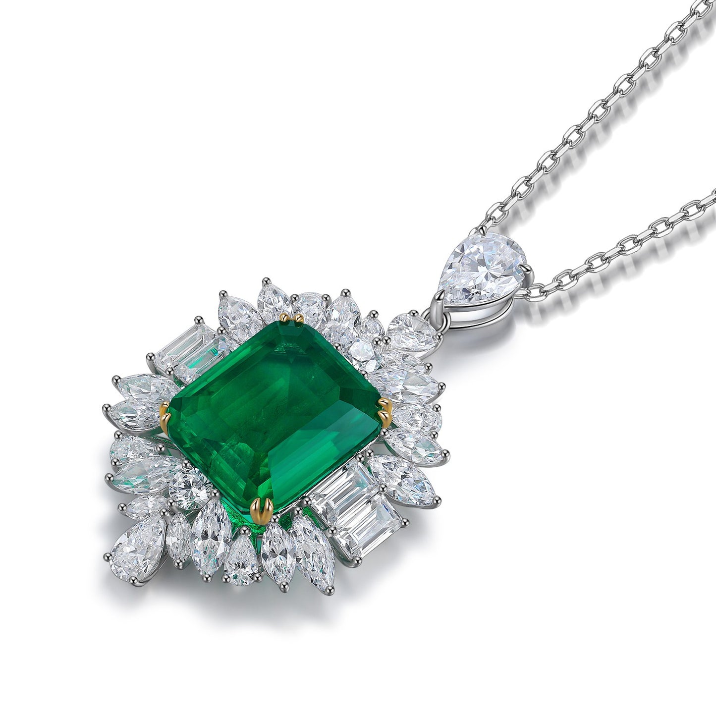 Pirmiana New Fashion 8.62ct Lab Grown Emerald Pendant Necklace S925 Silver Jewelry for Woman Gift Pendants
