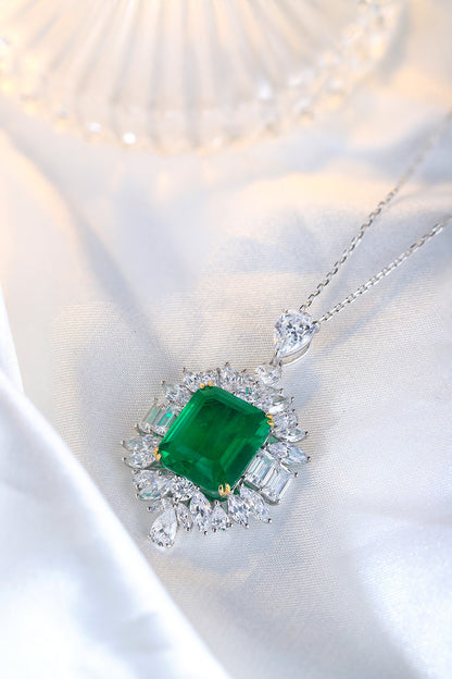 Pirmiana New Fashion 8.62ct Lab Grown Emerald Pendant Necklace S925 Silver Jewelry for Woman Gift Pendants
