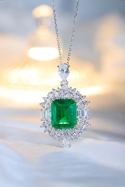 Pirmiana New Fashion 8.62ct Lab Grown Emerald Pendant Necklace S925 Silver Jewelry for Woman Gift Pendants