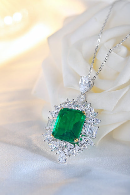 Pirmiana New Fashion 8.62ct Lab Grown Emerald Pendant Necklace S925 Silver Jewelry for Woman Gift Pendants