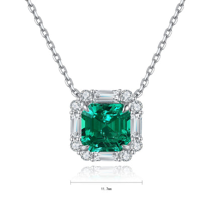 Pirmiana New Fashion 2.17ct Lab Grown Emerald Pendant Necklace S925 Silver Jewelry for Woman Gift Pendants