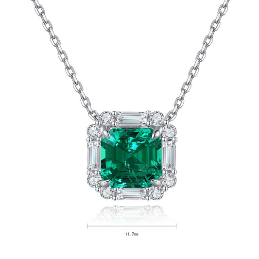 Pirmiana New Fashion 2.17ct Lab Grown Emerald Pendant Necklace S925 Silver Jewelry for Woman Gift Pendants