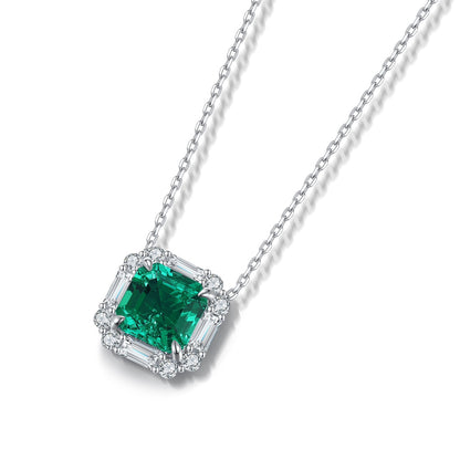 Pirmiana New Fashion 2.17ct Lab Grown Emerald Pendant Necklace S925 Silver Jewelry for Woman Gift Pendants
