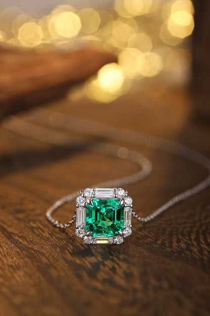 Pirmiana New Fashion 2.17ct Lab Grown Emerald Pendant Necklace S925 Silver Jewelry for Woman Gift Pendants