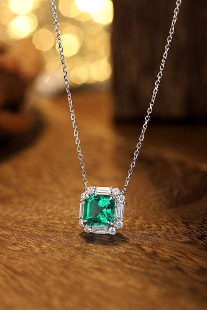 Pirmiana New Fashion 2.17ct Lab Grown Emerald Pendant Necklace S925 Silver Jewelry for Woman Gift Pendants